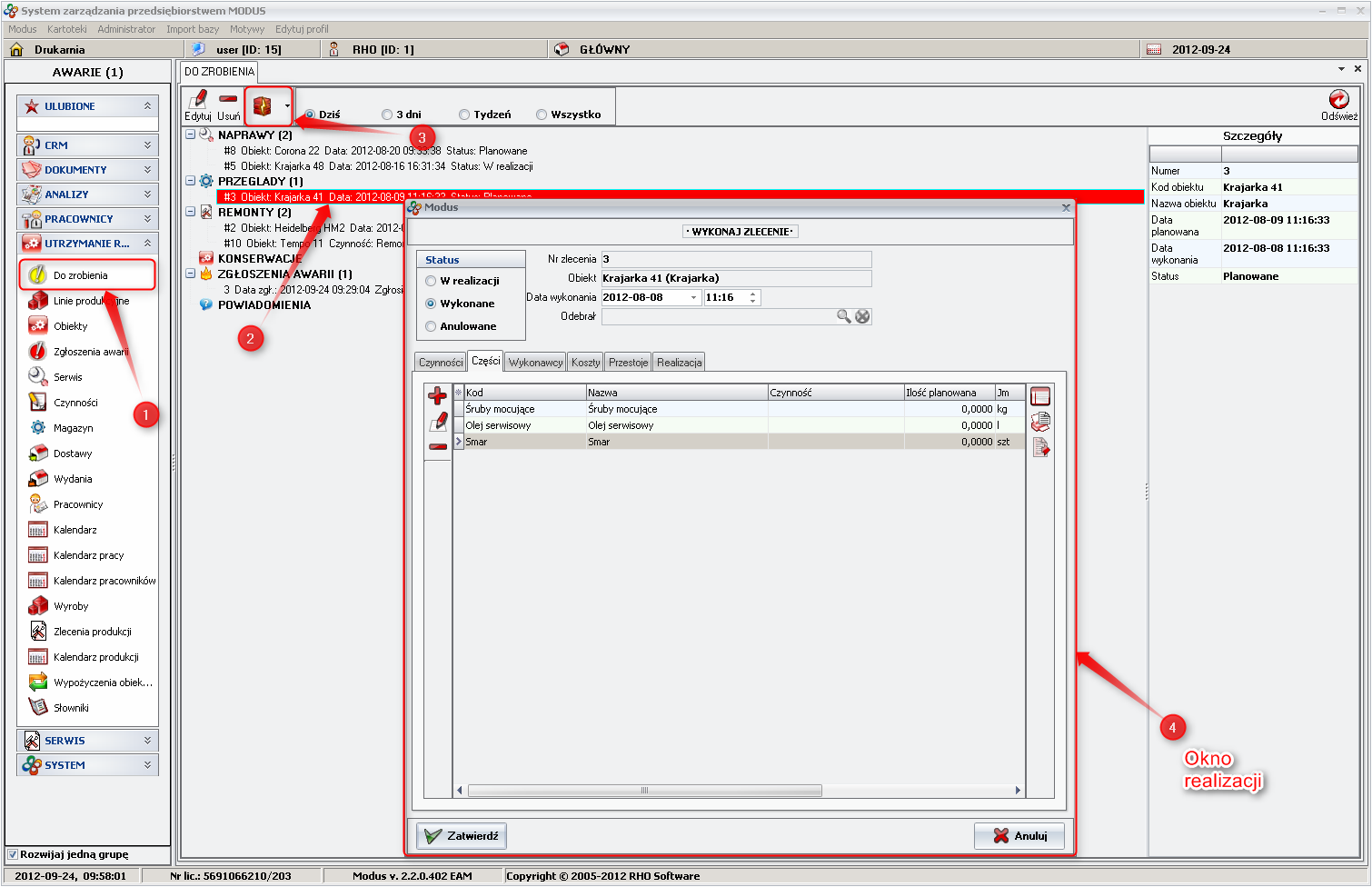 Ekran: Realizacja zlecenia