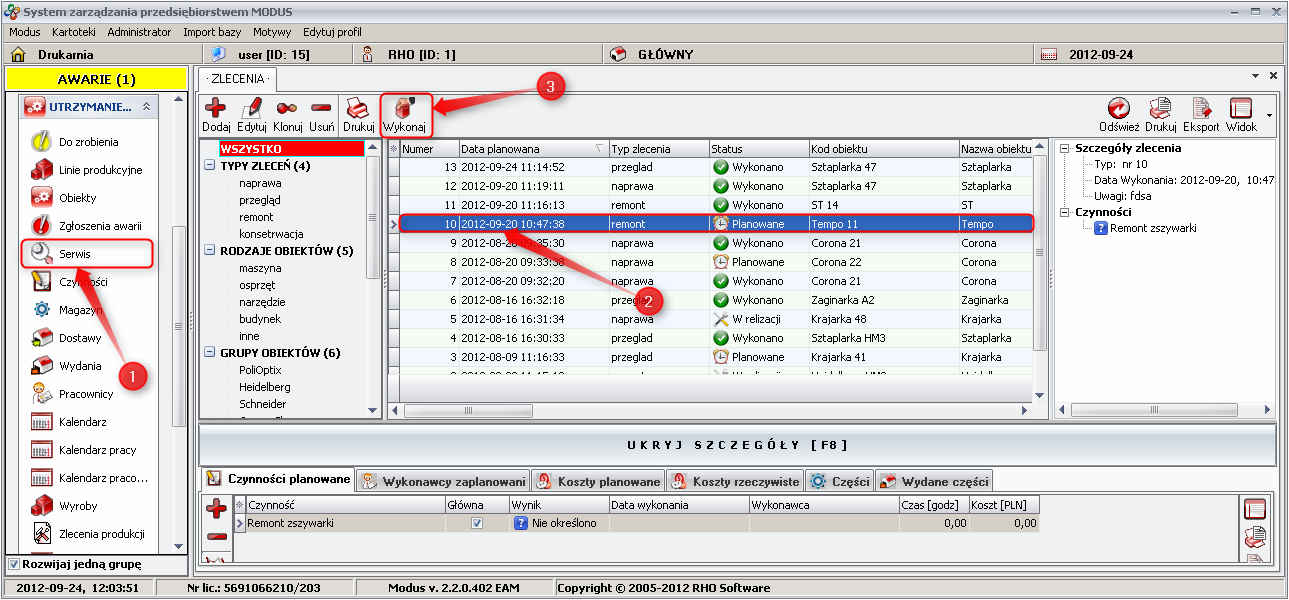 Realizacja zlecenia za pomocą funkcji Wykonaj 