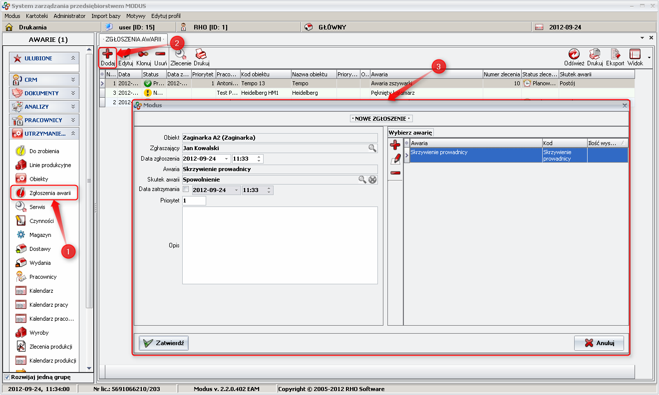 Ekran: Dodawanie zgłoszenia