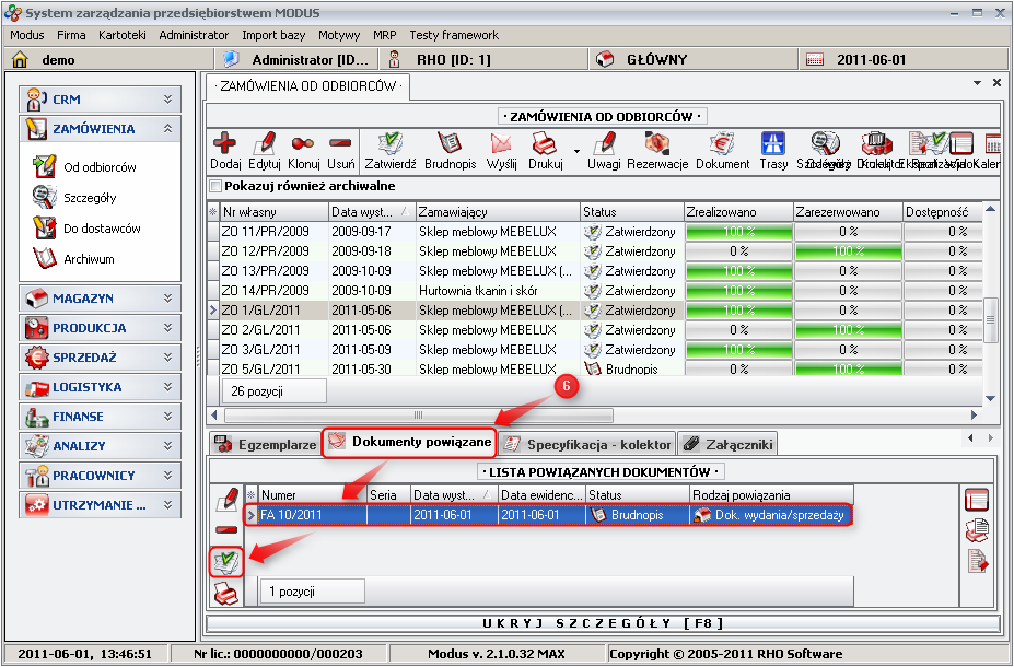 Ekran: Zatwierdzenie dokumentu sprzedaży