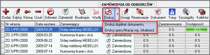 Drukowanie zamówienia 