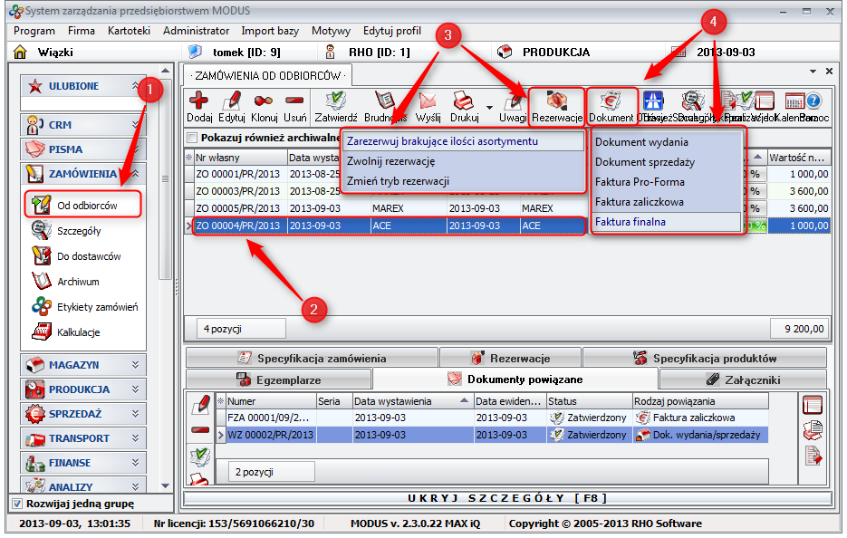 Ekran: Generowanie faktury finalnej 