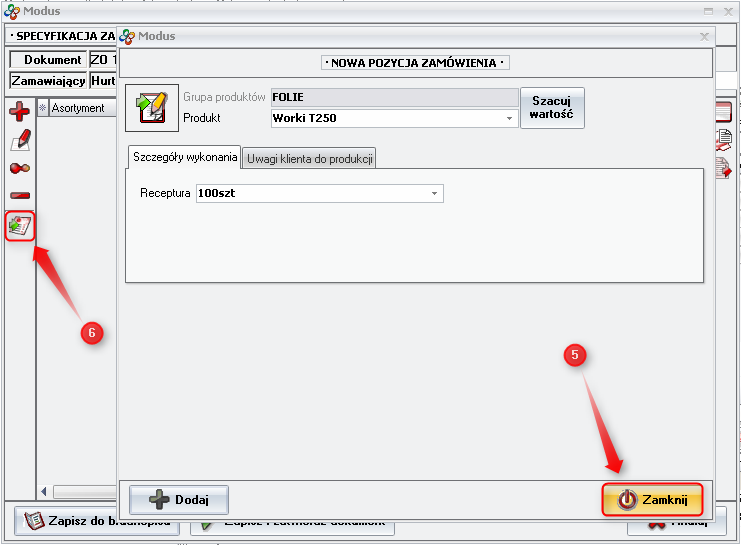 Ekran: Import pliku xls 