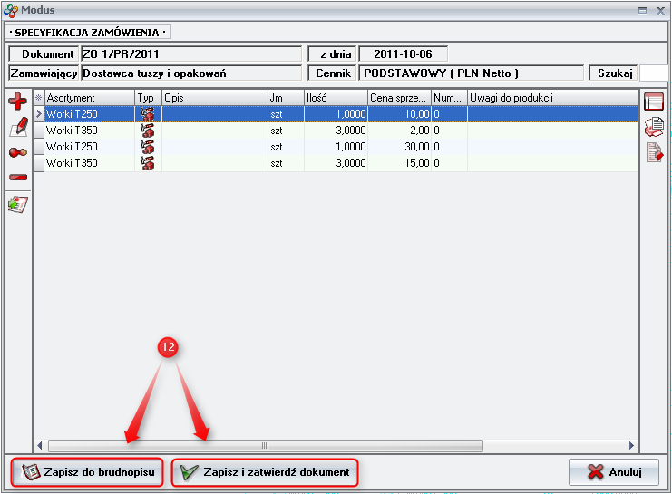 Ekran: Zatwierdzenie zamówienia