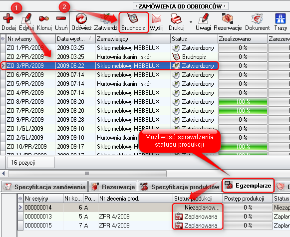 Ekran 10: Przywracanie zamówienia do brudnopisu  