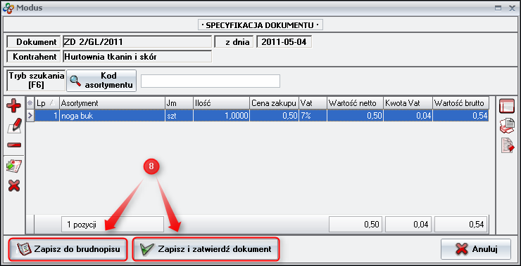 Ekran 6: Zapisanie dokumentu 