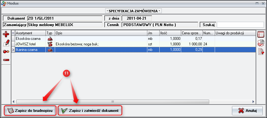 Ekran 9: Zapisanie dokumentu  