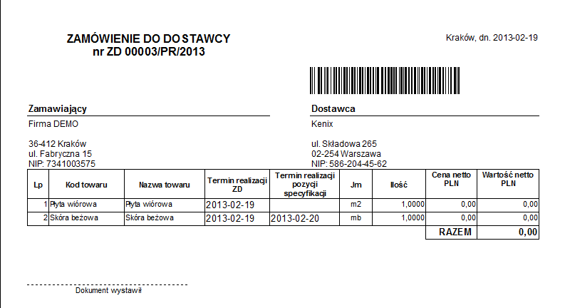 Wydruk z dwiema kolumnami Wydruk z dwiema kolumnami