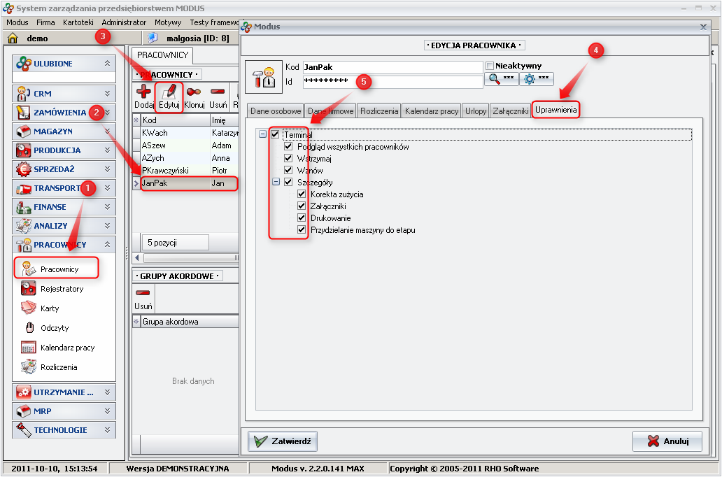 Ekran: Uprawnienia Ekran: Uprawnienia