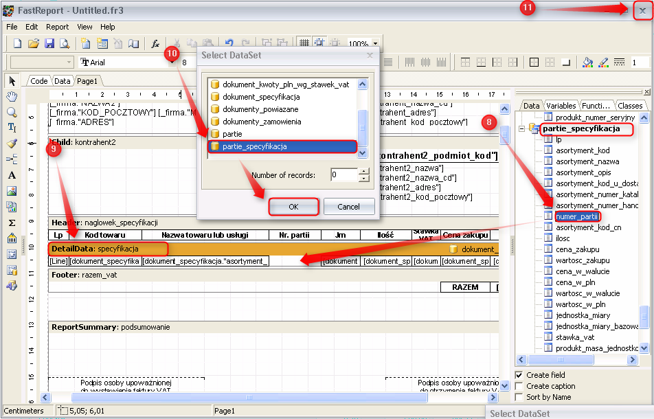 |Ekran: Dodanie numeru partii |Ekran: Dodanie numeru partii