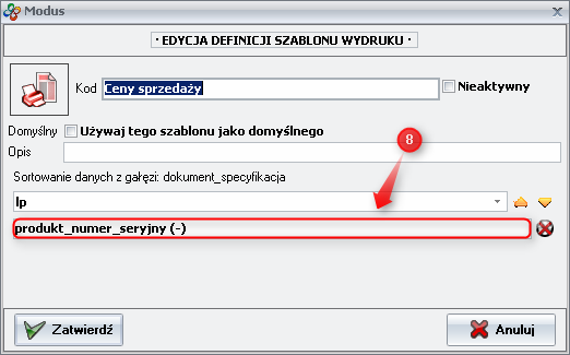 |Ekran: Edycja szablonu |Ekran: Edycja szablonu